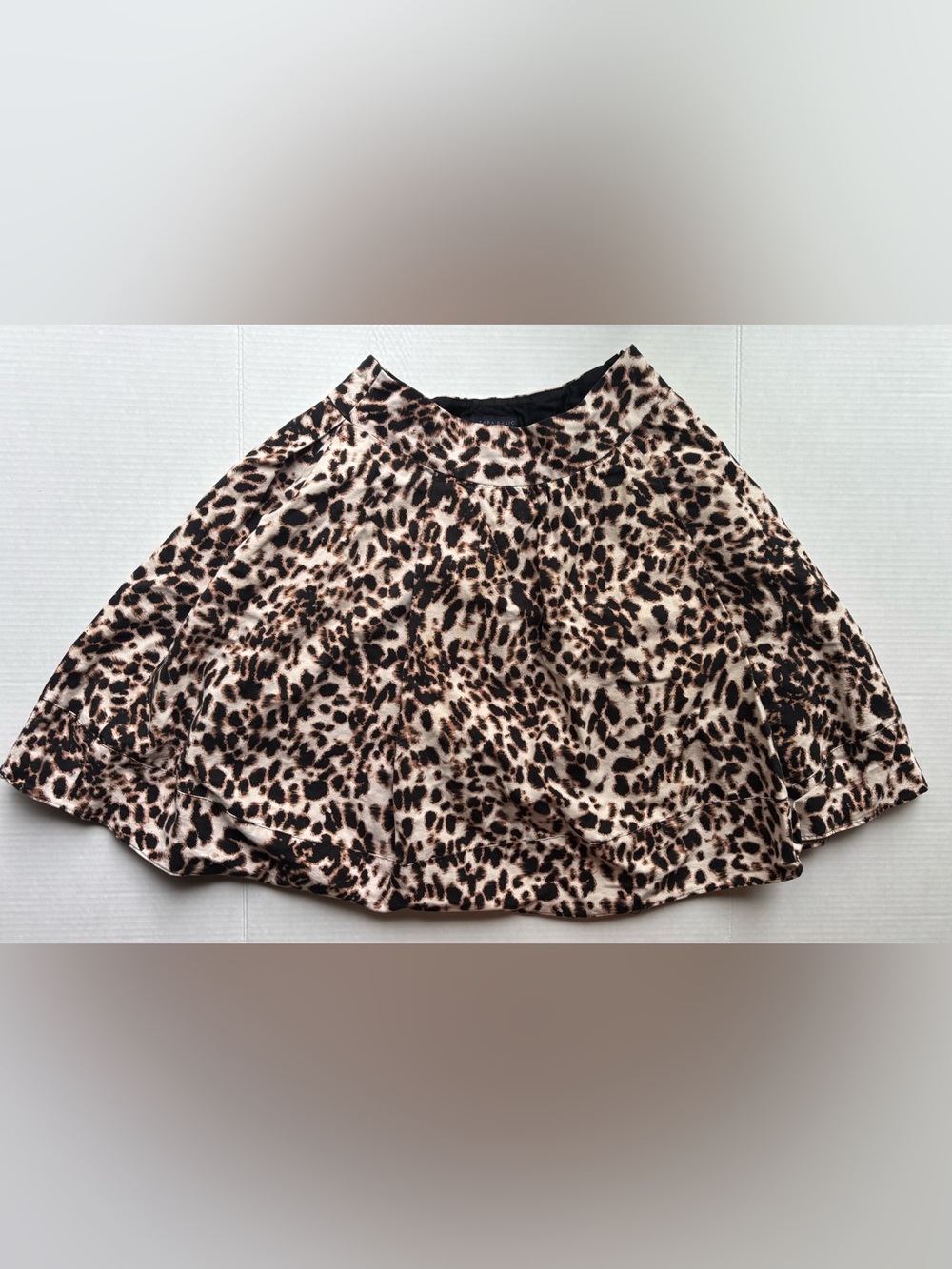 Zara basic Leopard animal Print circle midi pleated skirt pockets statement
